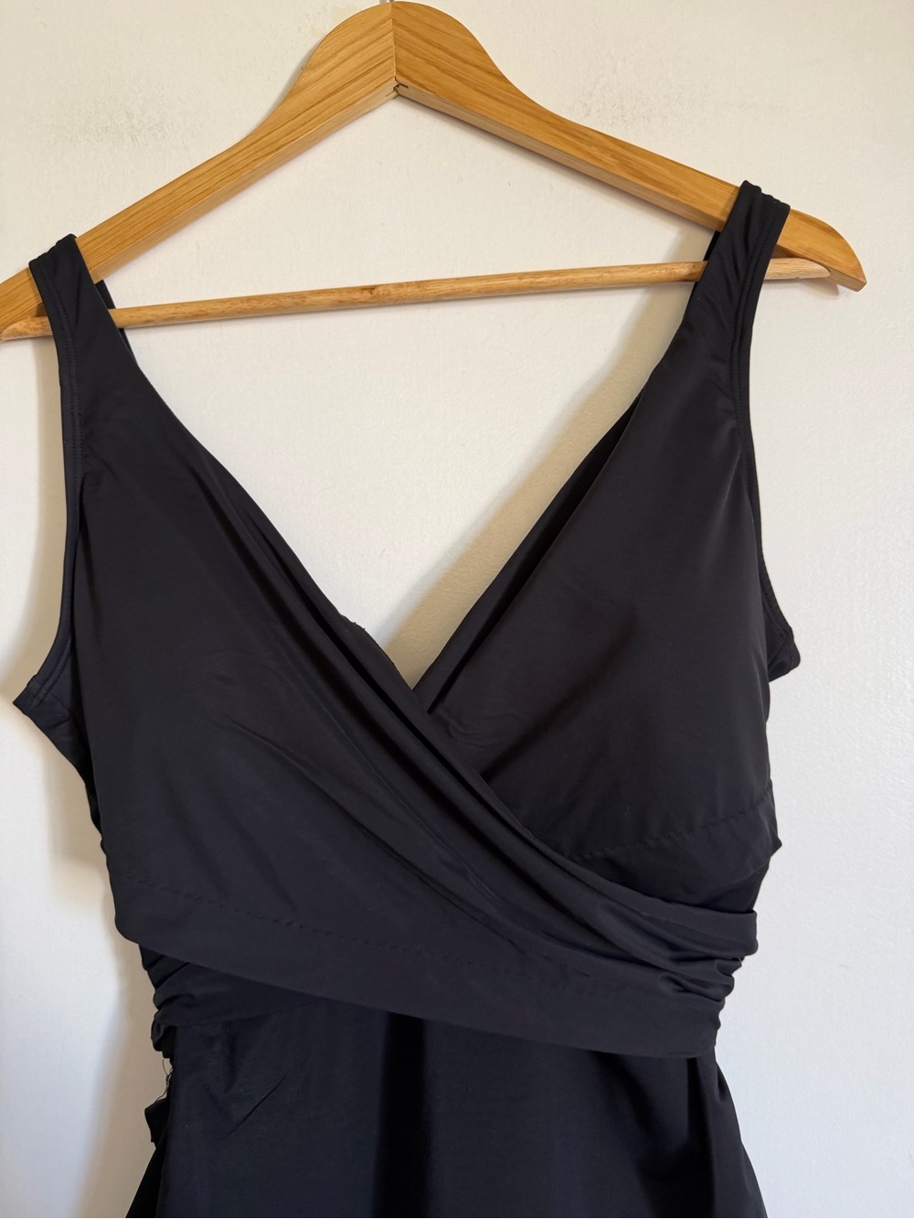 Lands' End Black Faux-Wrap One-Piece Swimsuit - Picture 2 of 6